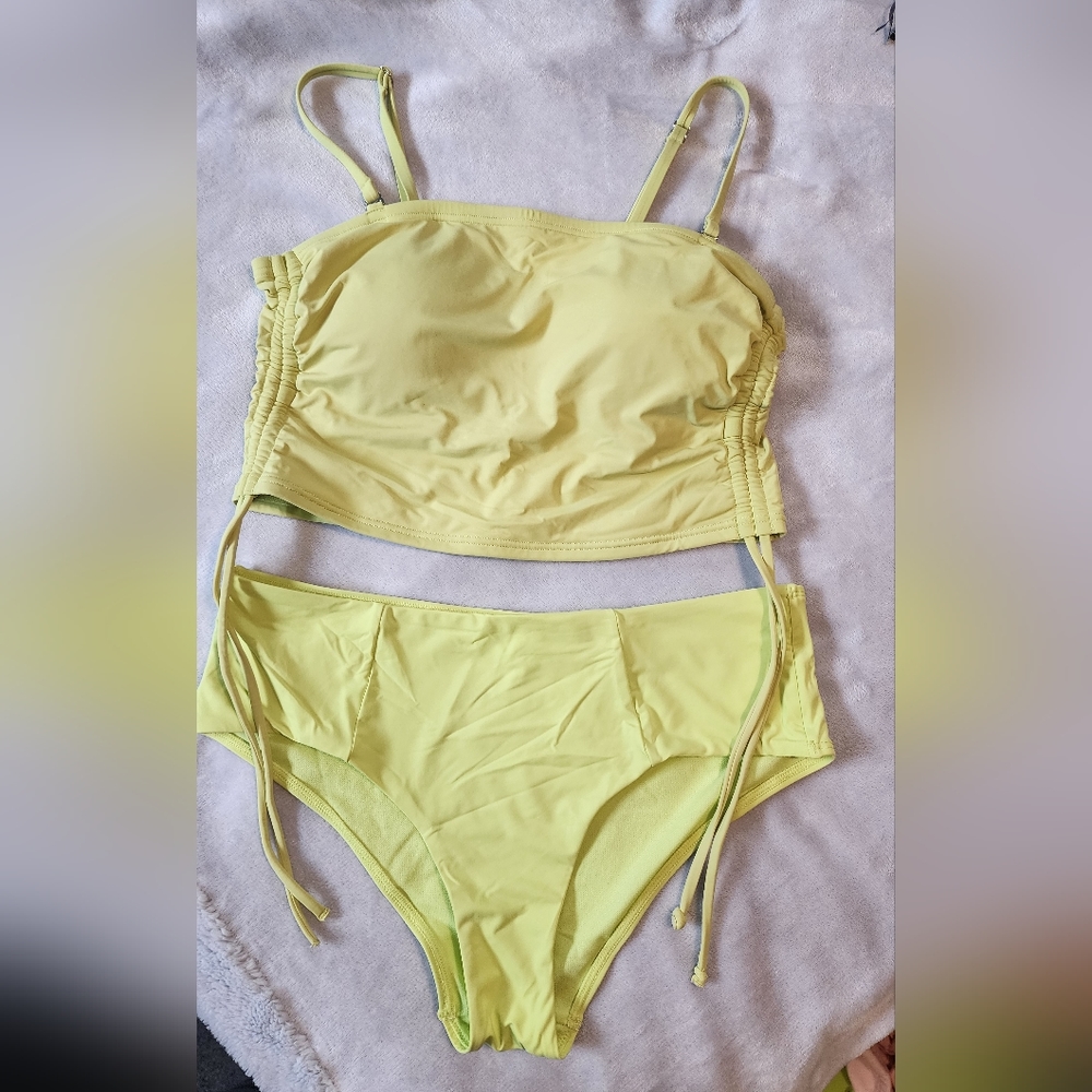 La Vie En Rose Aqua 2 Piece Swimsuit in pale lime green
